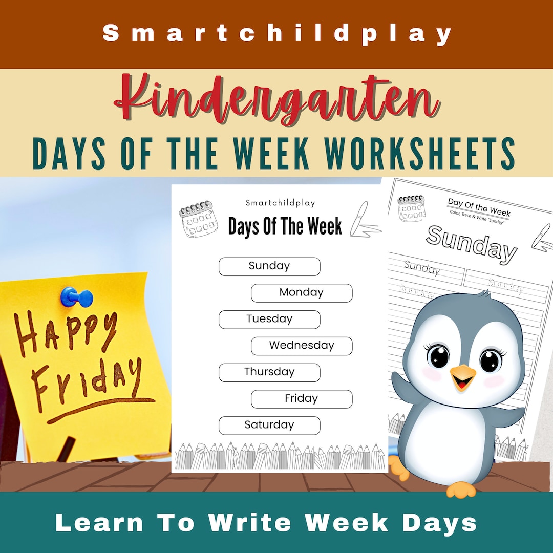 Kindergarten Days of the Week Worksheets| Educational Printable | Homeschool Material ...