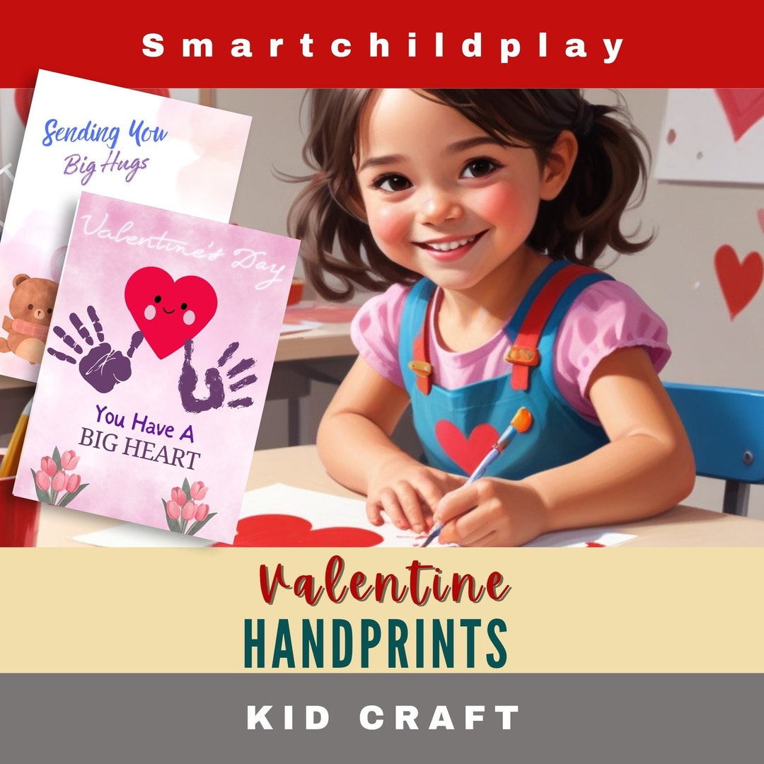 Printable Valentine Handprint Art DIY Craft Digital Download keepsake Gift Kids Baby Infant