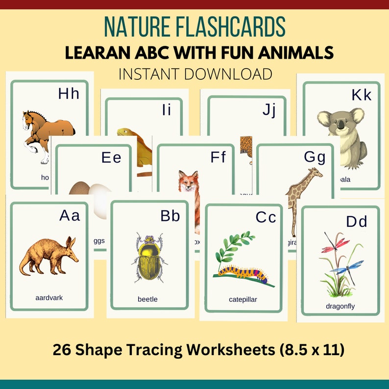 Nature Abc Rocks Nature ABC Flashcards for Kids / Alphabet Preschool Printable ...