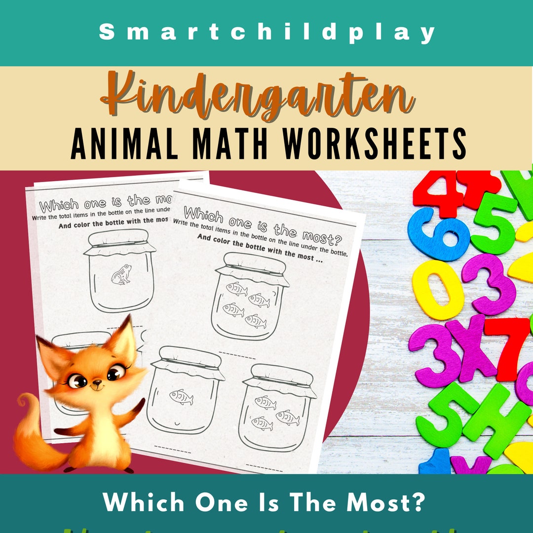 Kindergarten Animal Math Worksheets - Which is Most? | Educational ...