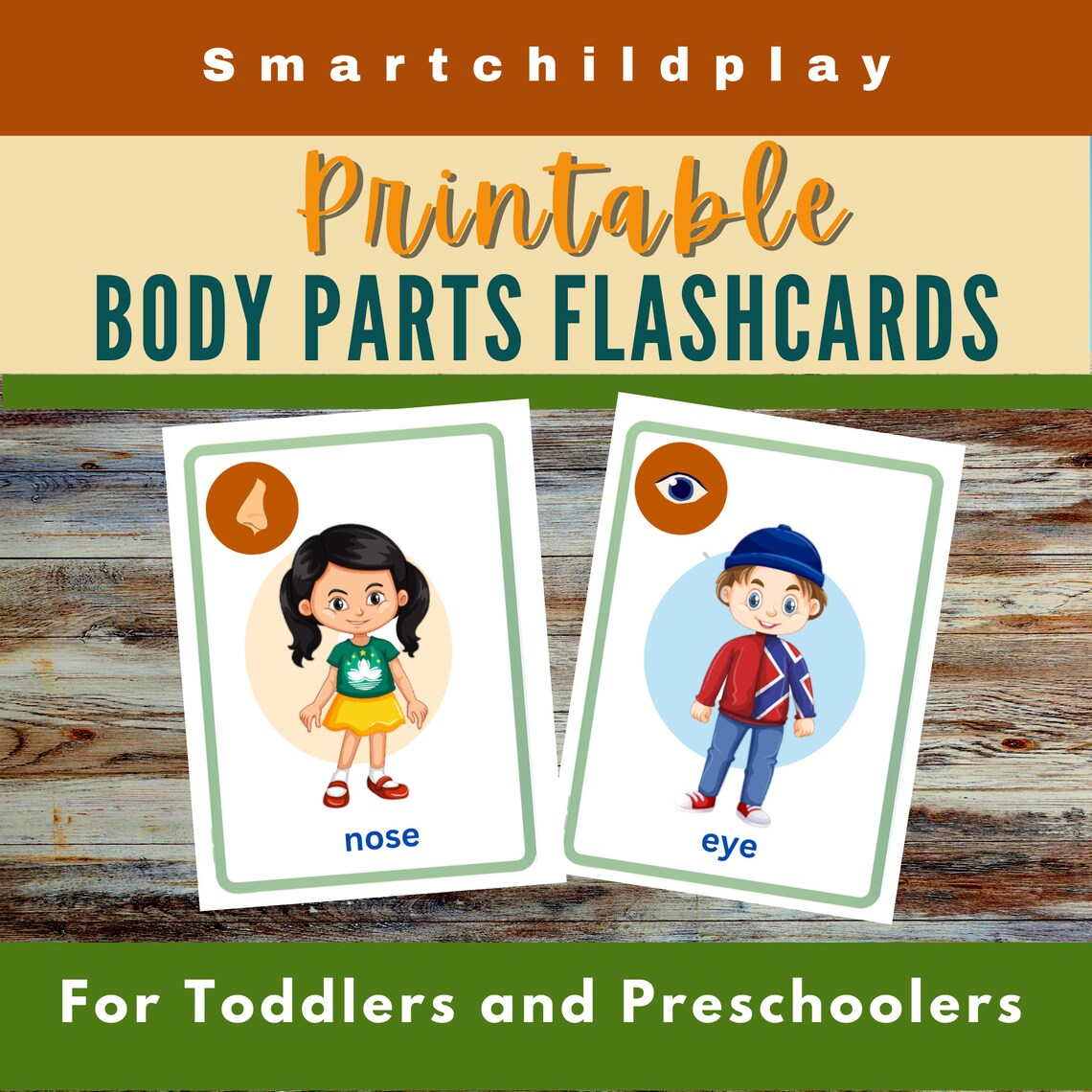 Body Parts Flashcards for Preschoolers Prek Kindergarten Printable ...