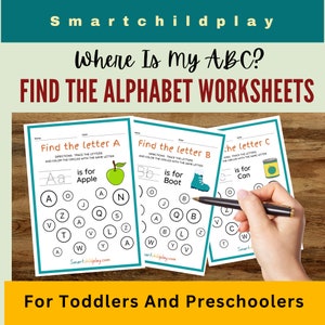 Find The Alphabet Workbook For Preschoolers / Preschool Printable / Educational Sheets For Preschoolers
