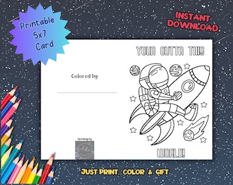 Printable Coloring Card, Birthday or Special Occasion Card, Color Your Own Card, DIY Gift Card