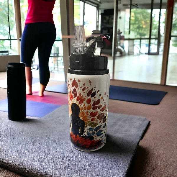 Yoga Water Bottle 500ml - Serene Pose Print, Eco-Friendly Sports Hydration, Perfect Gift for Yogis