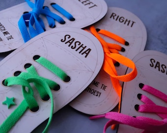 Personalized Practice Shoe Tie Board | Watch Me Tie My Shoe Kids Game | Children's Practice Shoe Tying Game