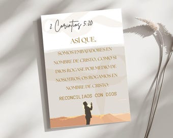 Spanish Bible Verse, Versículo Bíblico, 2 Corintios 5:20, Decoracion para la Pared, Digital, PNG