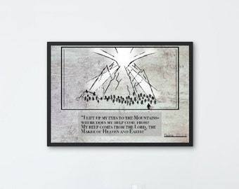 Psalms 121:1-2, Bible Verse, Bible Scripture, Wall Art, Digital Print