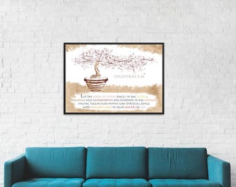 Colossians 3:16, Bible Verse, Wall Art, Word of Christ, Digital Print, JPEG