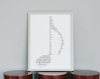 Psalm 150:1-5, Bible Verse, Wall art, Music, Digital Print