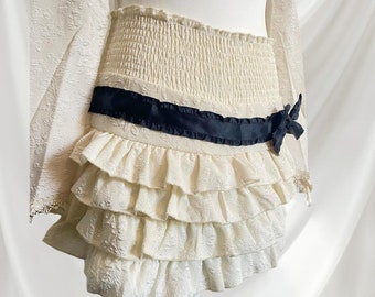 Layered cake skirt/skort with a bow and matching cape top