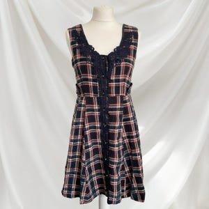 Axes Femme plaid dress with embroidery detail one-size Japanese y2k vintage in excellent condition