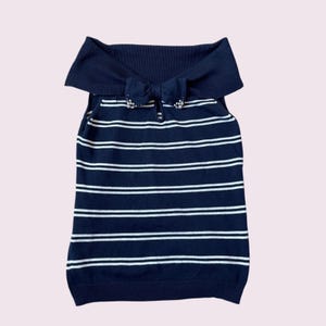 Japanese vintage navy striped knit top - japan retro kawaii style