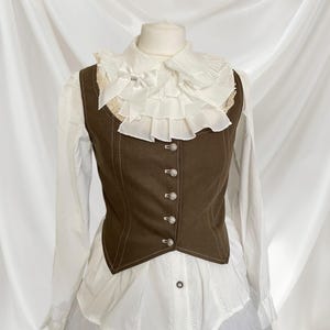 Brown lace-back vest - vintage-inspired elegance retro style