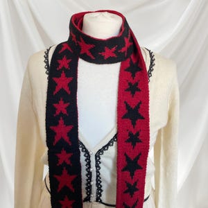 Star Knit Scarf: Slim Lightweight Y2K Goth Accessory