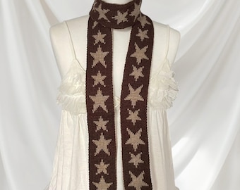 Sciarpa lavorata a maglia a stella: accessorio sottile reversibile Y2K Goth