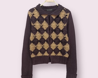 Cardigan de crochê vintage Y2K: estilo retrô japonês Mori Kei