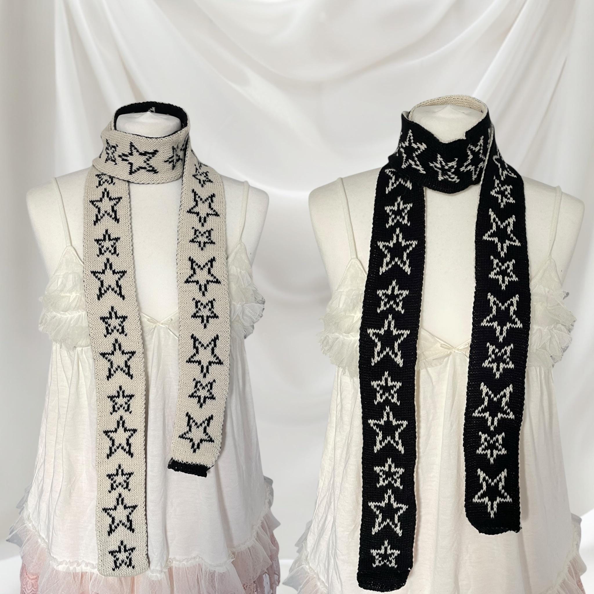 Star Knit Scarf: Slim Lightweight Y2K Goth Accessory - Etsy