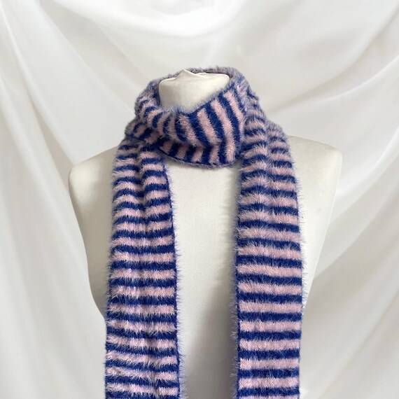 Striped Faux Fur Scarf: Y2K Jfashion Winter Accessory - Etsy