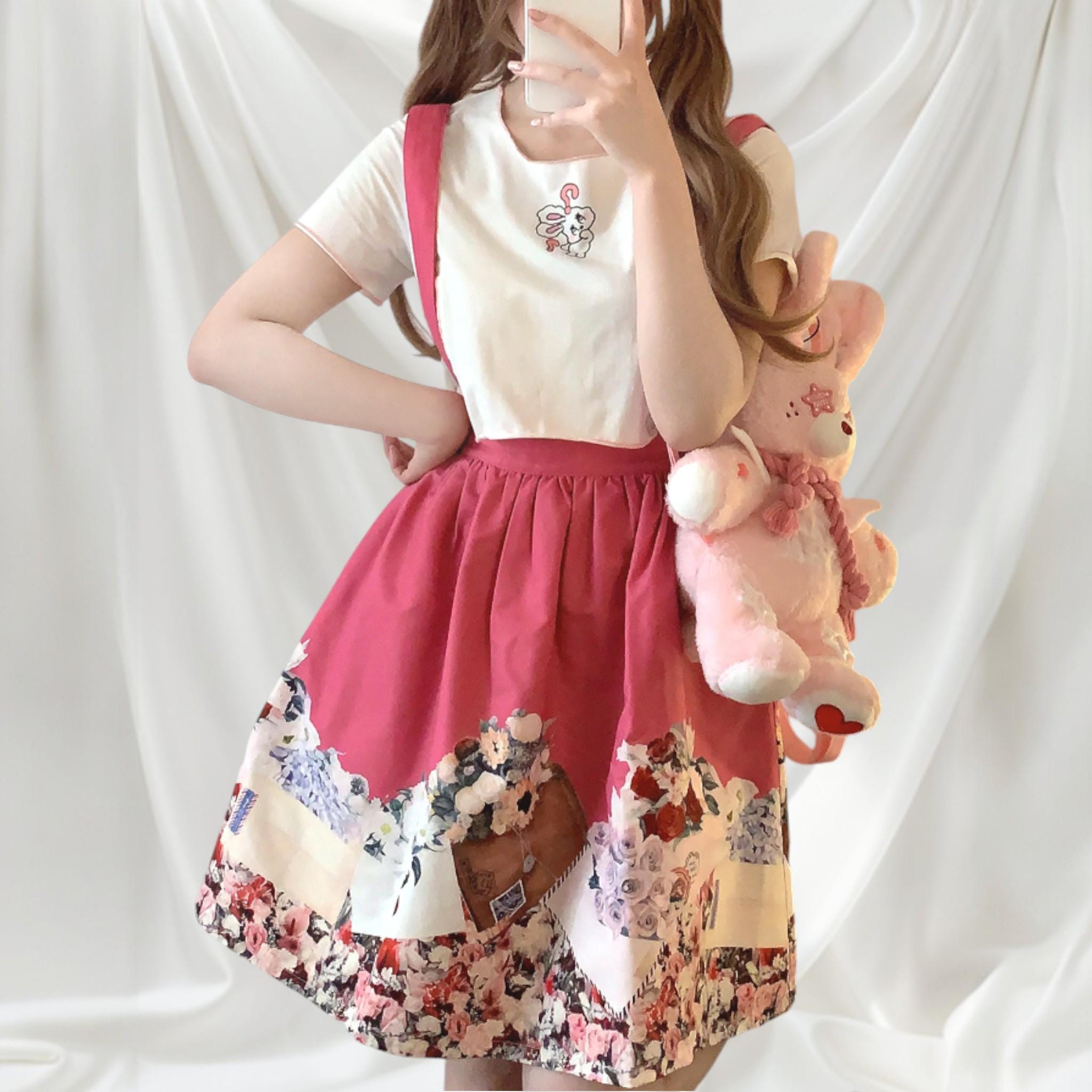 Saisei Heart Stitch Flare Skirt ピンクxs（TheGinghamLife