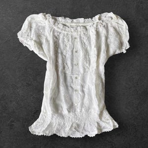 Japanese vintage lace blouse with shirred waist