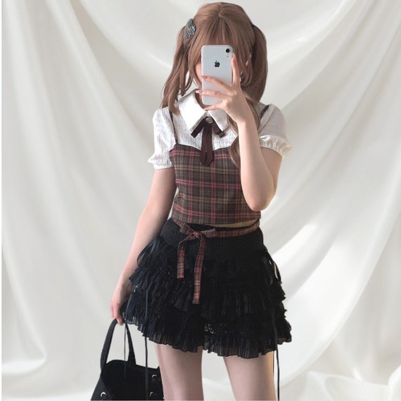 Layered Lace Ruffle Mini Skirt With Ribbon Bow Details Ruffle