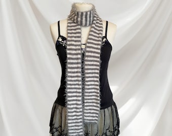 Striped Faux Fur Scarf: Y2K Jfashion Winter Accessory