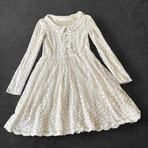 Liz Lisa Ivory Embroidered Lace Dress With Scalloped Hem - Etsy