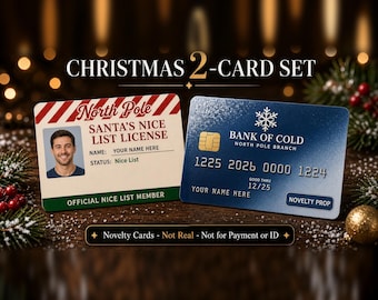 Santa North Pole License and Prop Credit Card Christmas Set | Novelty Bank of Cold Card | Stocking Stuffer Gag Gift