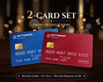 Prop Credit Card 2 Pack | Custom Novelty Bank Cards for Movie Props, Film, Photo Shoots | Personalized Couples Gag Gift