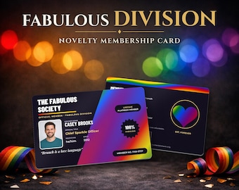 Personalized Pride Membership Card | Funny Fabulous Society Photo Card | LGBTQ Gift for Best Friend, Pride Month, Birthday