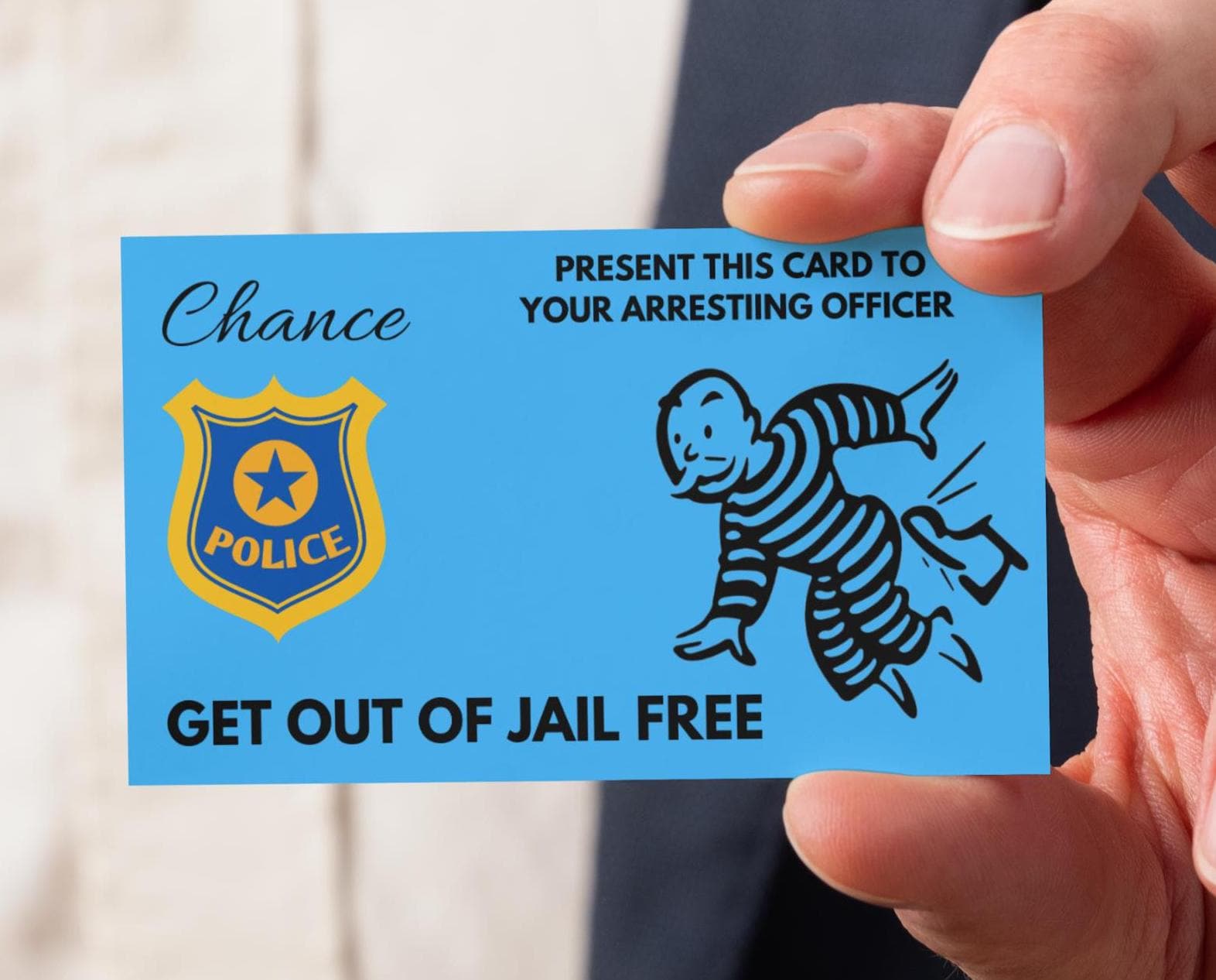 Get Out Of Jail Free Funny Prank Card