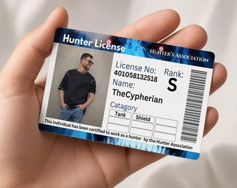 Personalized Custom Hunters License Anime
