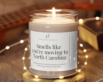 Moving to North Carolina Gift, Tar Heel State Gift Candle for Her, Gift for Friend Moving To North Carolina State, NC Soy Wax Candle