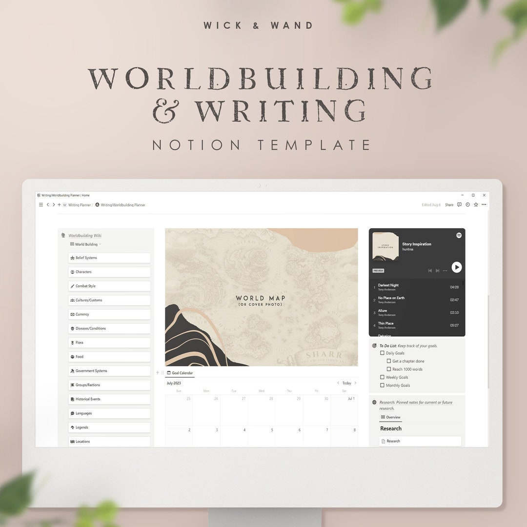 Notion Writing & Worldbuilding Template Notion Writing Planner Notion Writing & Worldbuilding Template Notion Writing Planner