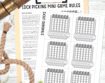 D&D Låsöppnare Minispel / Dungeons and Dragons Utskrivbart / DnD Utskrivbart / DM-anteckningar