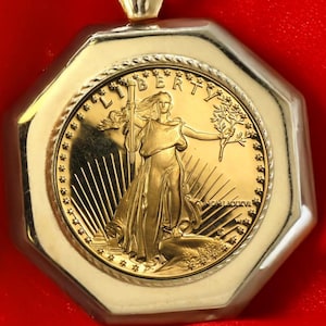 1986 Gold proof American Eagle-munten - 24-karaats massief gouden hanger met ketting