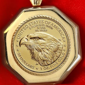 American Eagle 2024 One Ounce Gold Proof Coin - 24-karaats massief gouden hanger met ketting