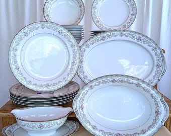 Noritake Edgewood 5807 Porcelain Dinnerware – Pink Blue Flowers