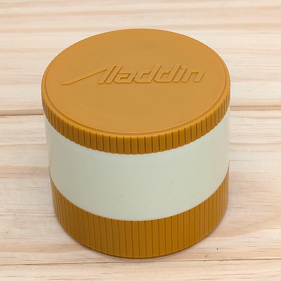 Vintage Aladdin Insulated Thermo Jar, Cream & Ochre Yellow, Mid-Century Kitchenware