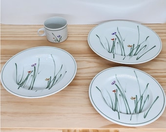 Vintage Mikasa Metro Sketch Book L9175 Dinnerware by Bob Van Allen - Floral Plates, Bowls, Mugs - Made in Japan (1985-1988)