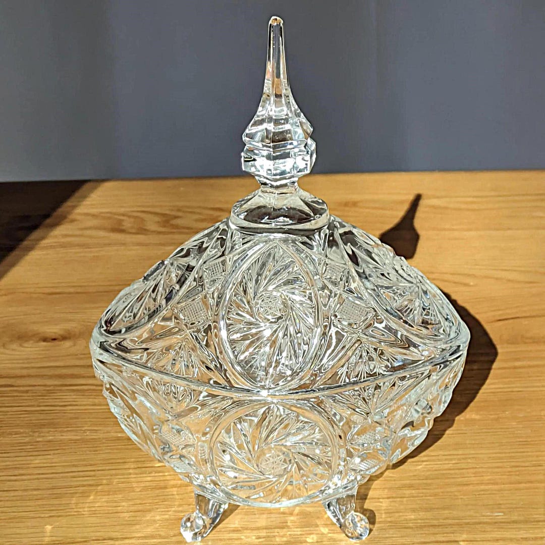 Vintage Lead Crystal Candy Dish With Lid