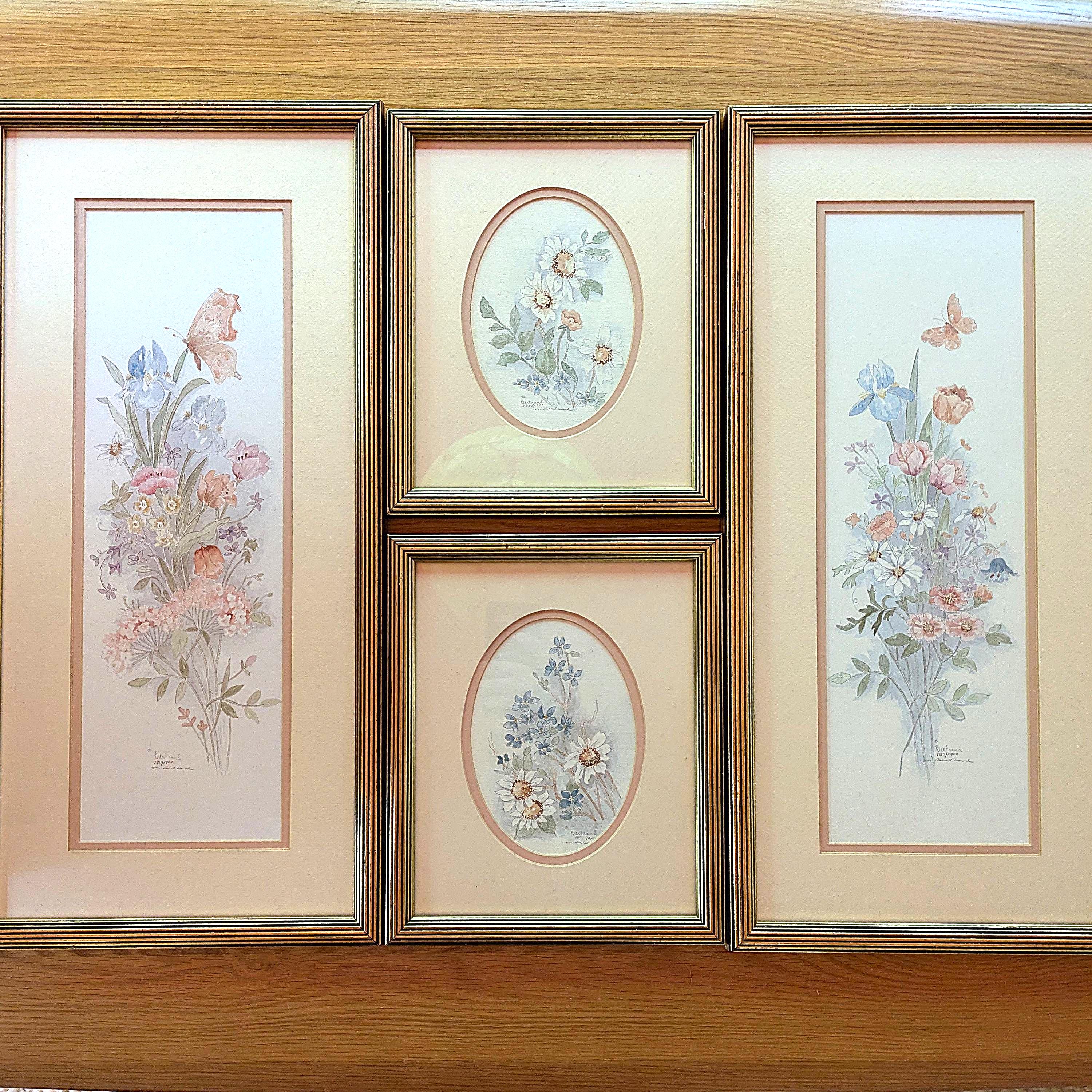 Vintage Framed Floral Print Set – Mary Vincent Bertrand, Limited