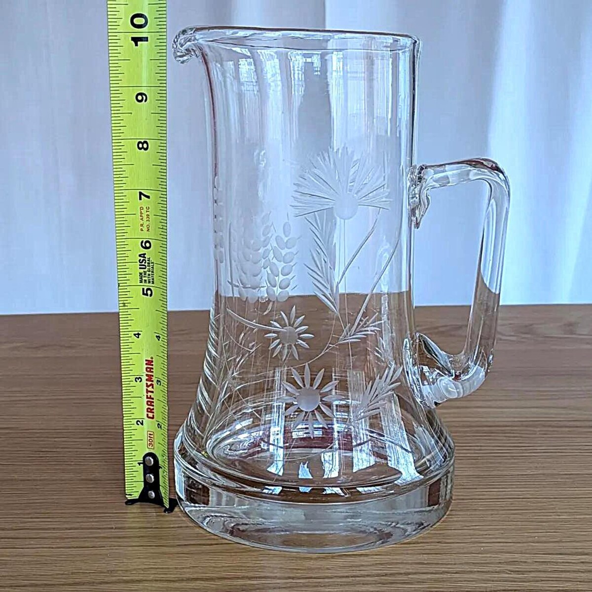 Vintage Leonard Silver Summerfield Glass Pitcher 70oz Crystal Water Jug With Etched Floral Design, Mid Century Barware - Etsy