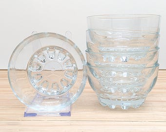 Vintage Pasabahce Glass Bowls Set, Clear Dessert Bowls, Turkish Design