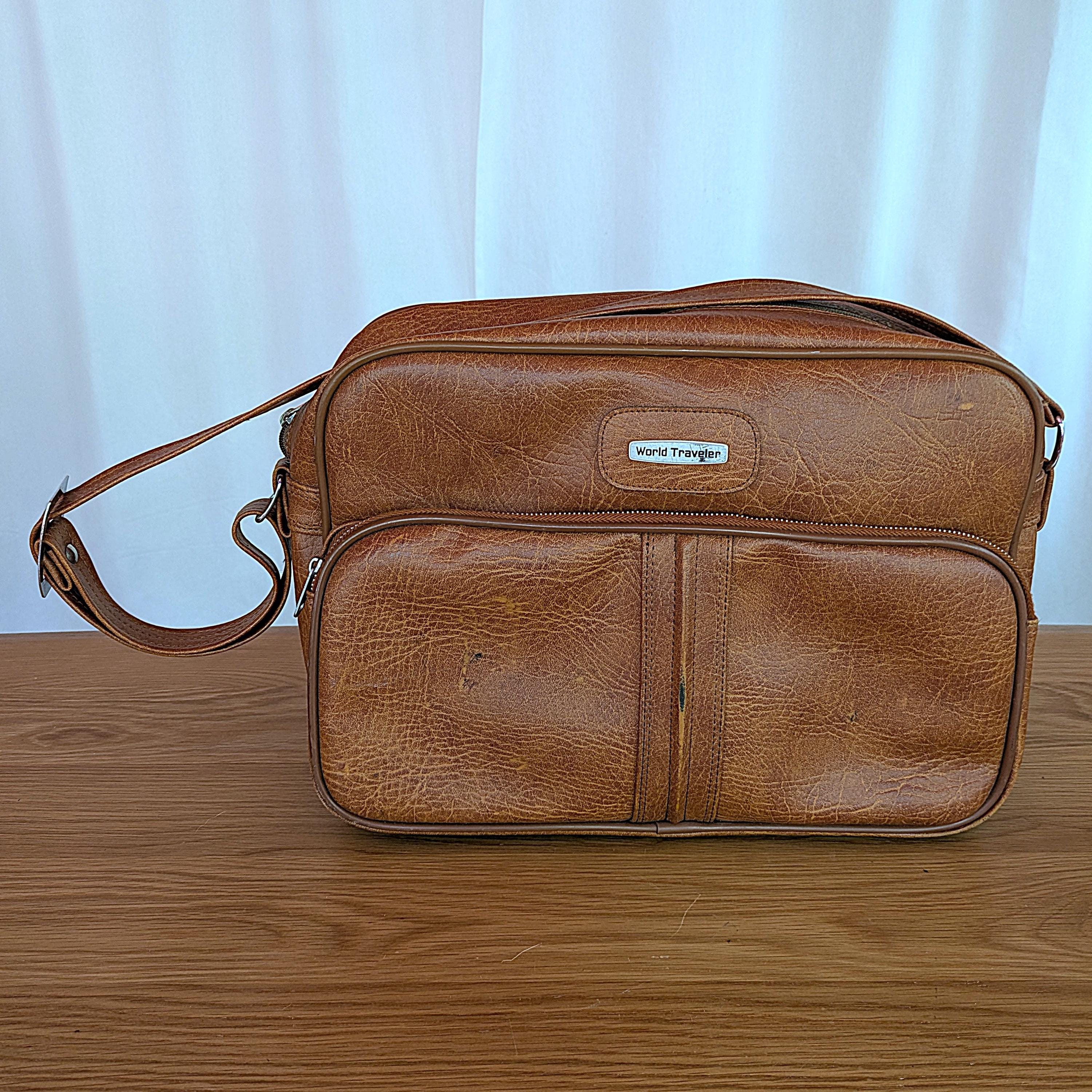 Vintage Brown Leather Luggage Set | 3 Piece Nesting Suitcases, SAM