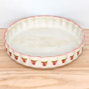 1976年製ヴィンテージ ポルトガル製 レアル・セラミカ タルトパン、手描きの植木鉢、9インチ キッシュ皿