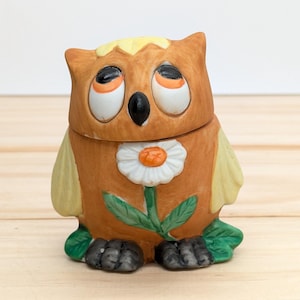 Vintage 1970s Josef Originals Owl Refrigerator Refresher - Ceramic Potpourri & Incense Holder - Mid-Century Decor - 3.2&quot; Collectible Gift