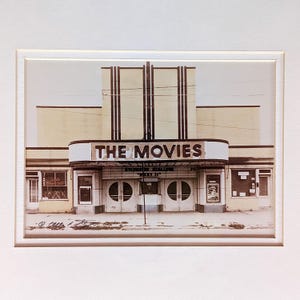 Framed & Matted Vintage Movie Theater Art Print 'The Movies' by Paul Ward - Wall Decor in Sturdy Wooden Frame - Retro Cinema Gift