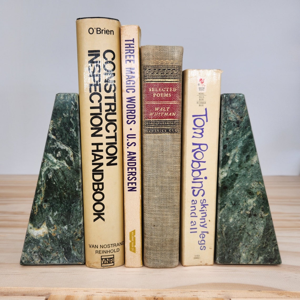 Vintage 1980s Green Marble Bookends Geometric Retro Trapezoid - Etsy
