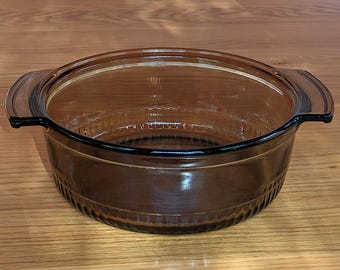 Vintage Anchor Hocking Bernstein gerippte Auflaufform, 2 Qt Retro Kochgeschirr